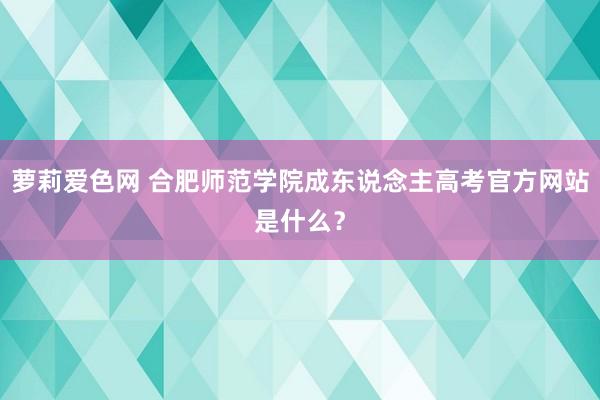 萝莉爱色网 合肥师范学院成东说念主高考官方网站是什么？